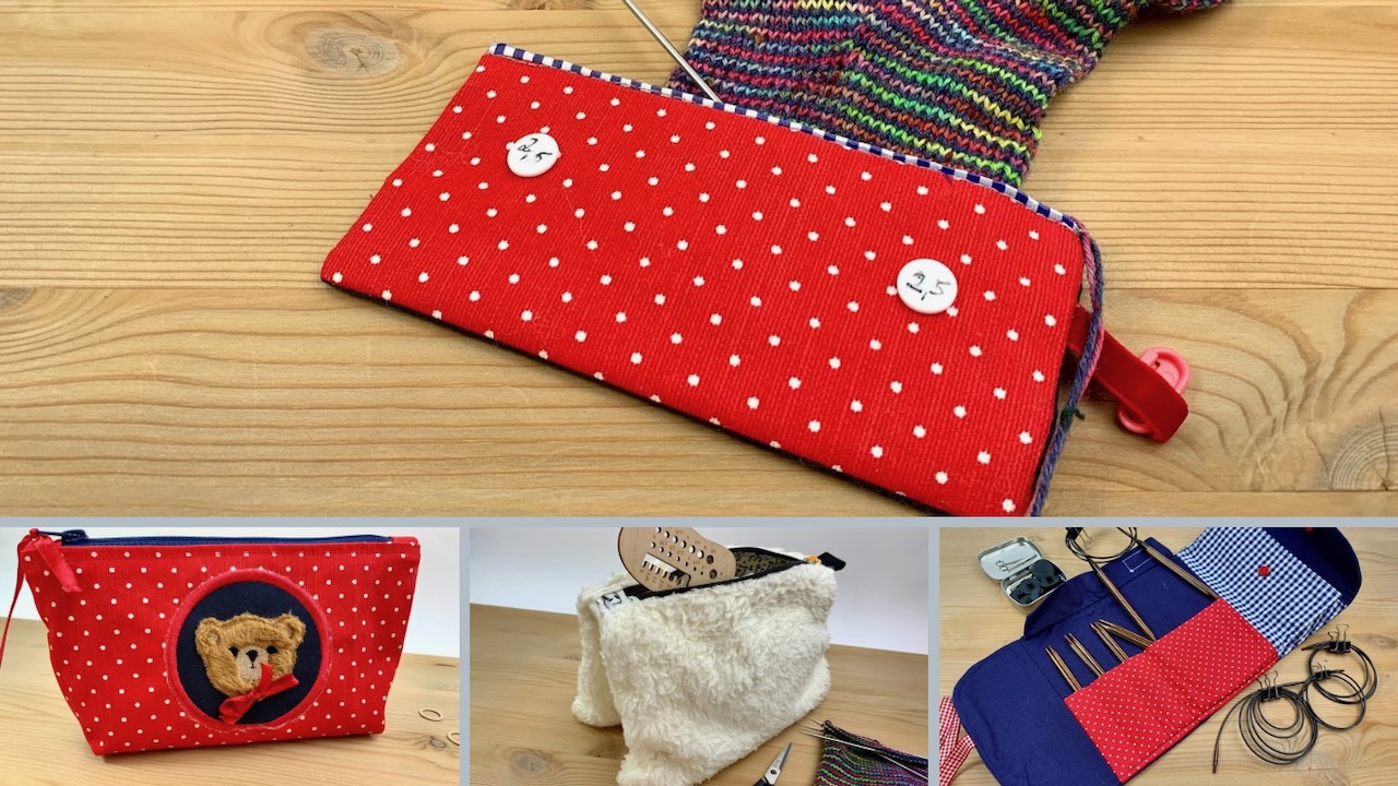 Taschen für Strickprojekte, Stricknadeln etc. nähen - Titelbild